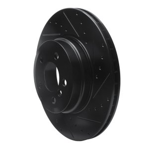 BMW X6 Brake Rotor (1) - Rear Right - R1 Concepts - Drilled & Slotted - Black - `07-`19